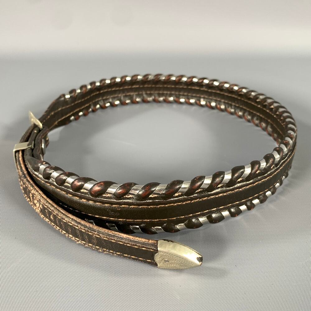 CIRCLE Y Waist Size 26 Brown Silver Leather Belt - Picture 4 of 7